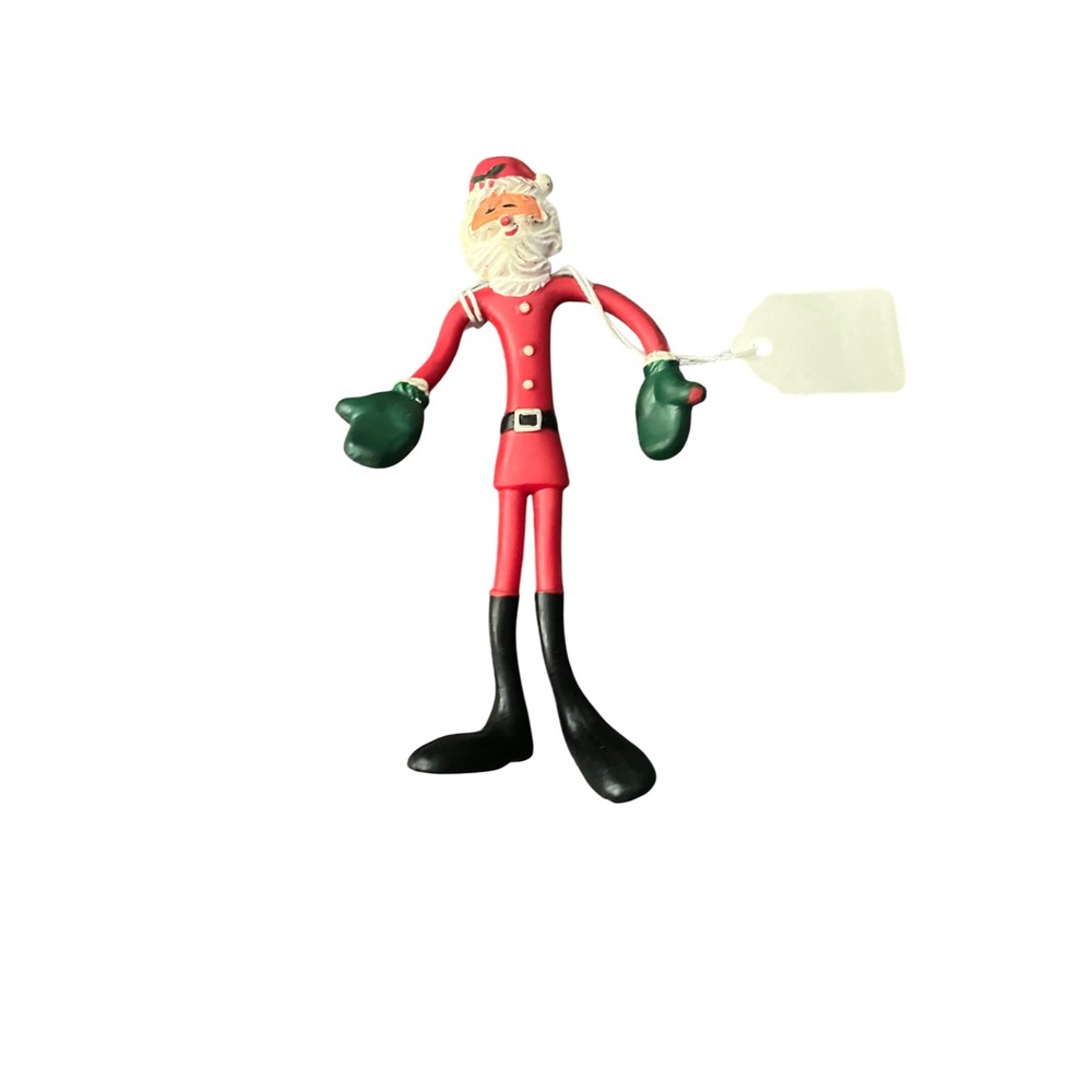 Vintage 1979 Amscan Santa Claus Bendy Figure Christmas Toy Gumby Style Red Green
